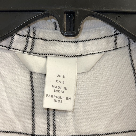 h&m wide grid black + white flannel shirt - Picture 3 of 4